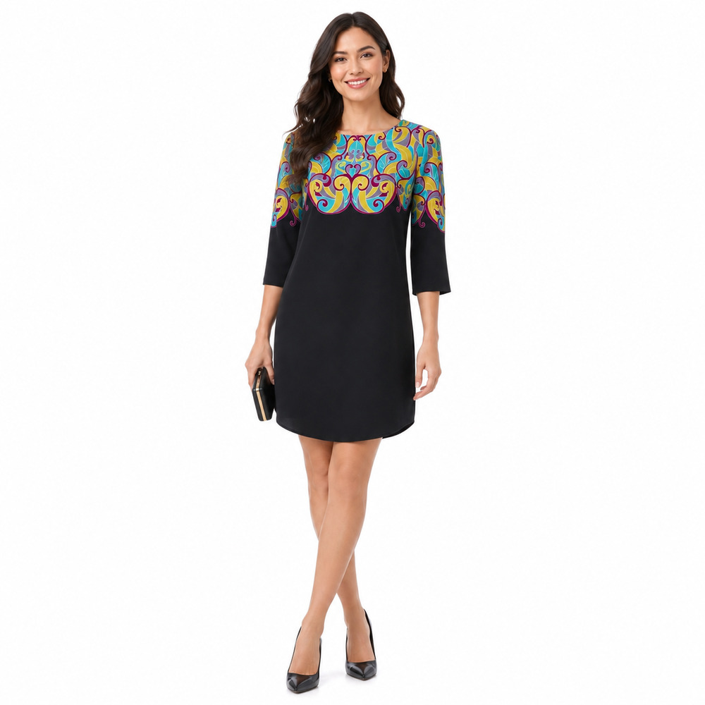 Y2K Retro Banana Republic Artsy Boho Sheath Dress Womens Small Baroque Chic